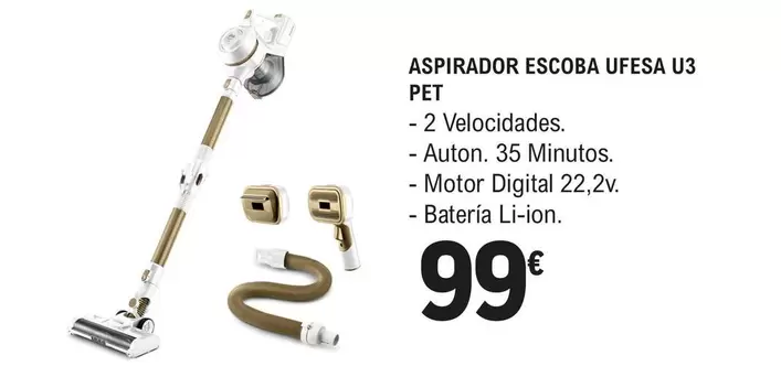 Ufesa - Aspirador Escoba U3 Pet