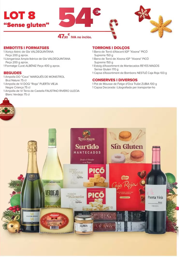 Lote 8 "Sin Gluten" : Embutidos Y Quesos, Bebidas, Turrones Y Dulces, Conservas Y Varios