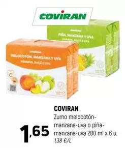 coviran - Zumo Melocoton- Manzana-uva O Pina- Manzana-uva