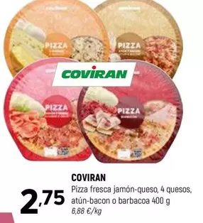 coviran - Pizza Fresca Jamón-queso, 4 Quesos, Atun-bacon O Barbacoa