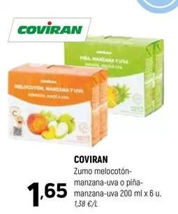 coviran - Zumo Melocoton- Manzana-uva O Pina- Manzana-uva