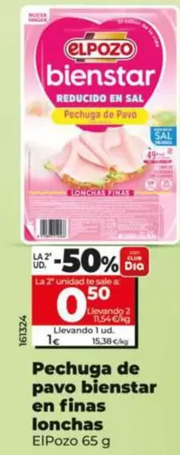 Elpozo - Pechuga De Pavo Bienstar En Finas Lonchas 65 G