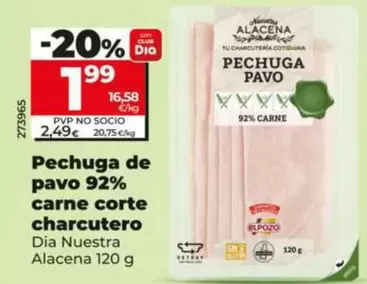 Dia Nuestra Alacena - Pechuga De Pavo 92% Carne Corte Charcutero 120 G