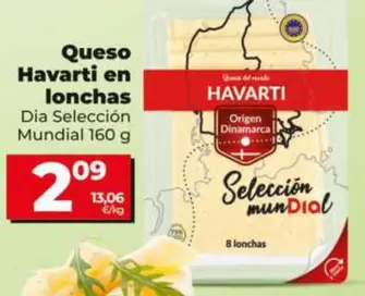 Dia Selección Mundial  - Queso Havarti En Lonchas 160 G