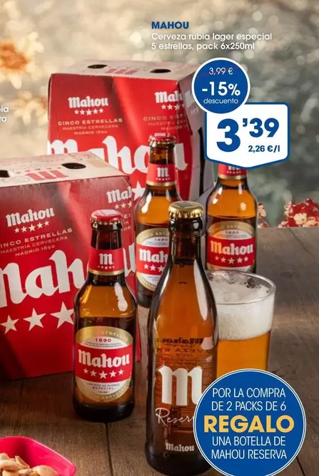 Mahou - Cerveza Dublo Lage Especial 5 Sartenes Pack 6x62x