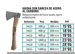 Hacha Con Cabeza De Acero Al Carbono