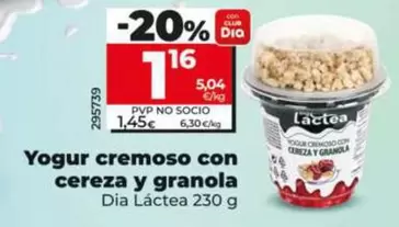 Dia Láctea - Yogur Cremoso Con Cereza Y Granola  230 G