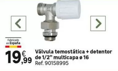 fabricado en españa - Válvula Temostatica + Detentor De 1/2" Multicapa Ø 16