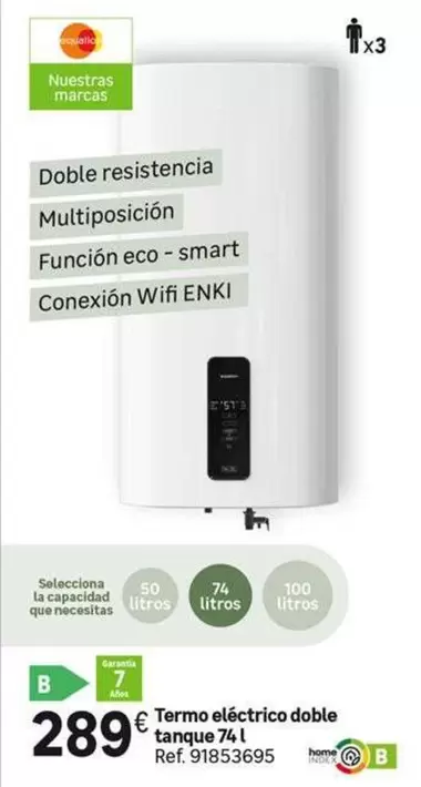 Eco - Termo Electrico Doble Tanque 74 L