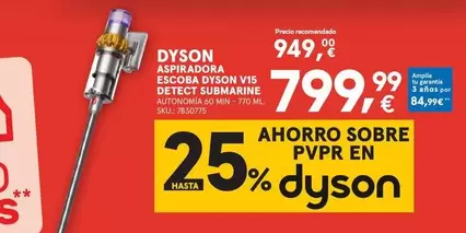 Dyson - Aspiradora Escoba V15 Detect Submarine