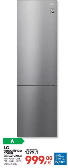 LG - Frigorífico Combi Gbp62pznac
