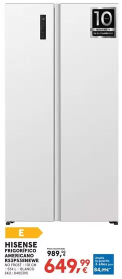 Hisense - Frigorifico Americano Rs3p538newe