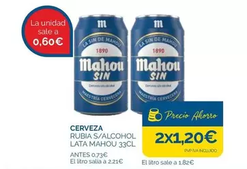 Mahou - Cerveza Rubia S/ Alcohol Lata