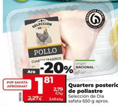 Selección De Dia - Cuartos Traseros De Pollo  Bandeja 650 G Aprox.