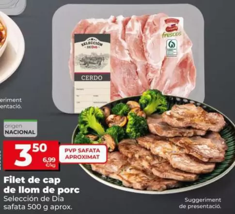 Selección De Dia - Filete De Cabeza De Lomo De Cerdo  Bandeja 500 G Aprox.