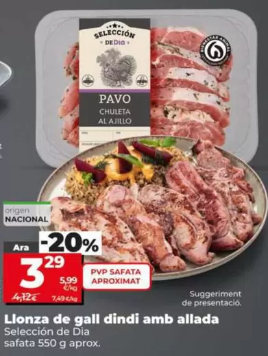 Selección De Dia - Chuleta De Pavo Al Ajillo Bandeja 550 G Aprox.