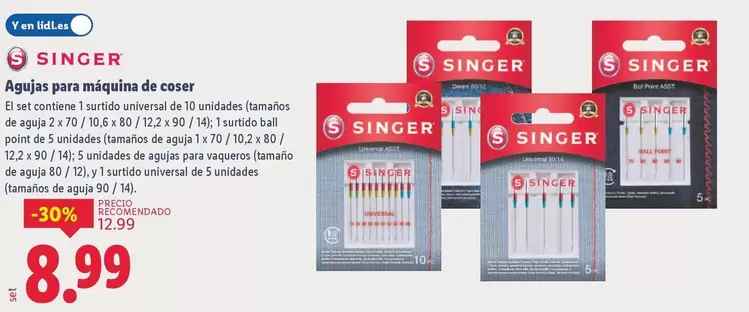 Singer - Agujas Para Màquina De Coser