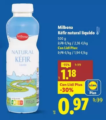 Milbona - Kefir Natural Liquido