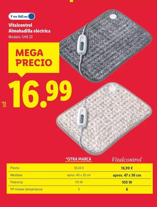 Vitalcontrol - Almohadilla Eléctrica