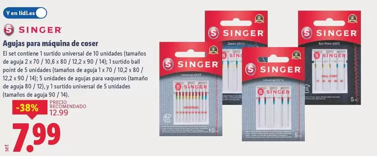 Singer - Agujas Para Máquina De Coser