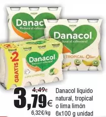 Danone - Danacol Liquido Natural, Tropical O Lima Limon