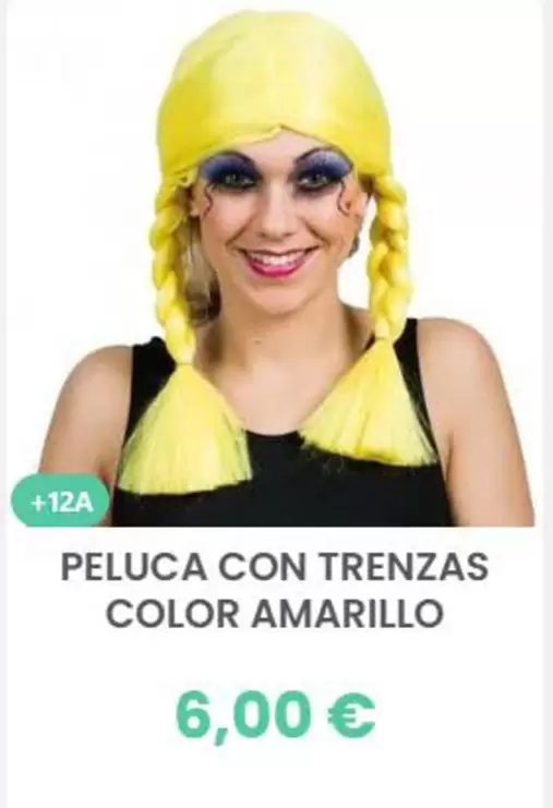 Peluca Con Trenzas Color Amarillo