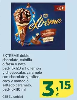 Extreme - Doble Chocolate, Vainilla O Fresa Y Nata O Lemon Y Cheesecake, Caramelo Con Chocolate Y Toffee, Coco Y Mango O Saltedo Caramelo