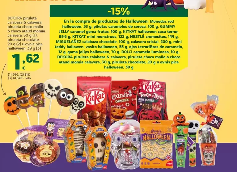 Dekora - Piruleta Calabaza & Calavera, Piruleta Choco Mallo O Choco Ataud Momia Calavera, Piruleta Chocolate, U Ovnis Pica Halloween