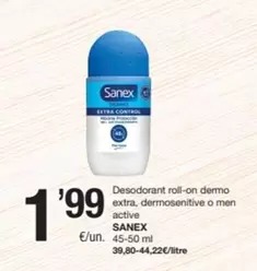 Sanex - Desodorant Roll-on Dermo Extra, Dermosentive O Men Active