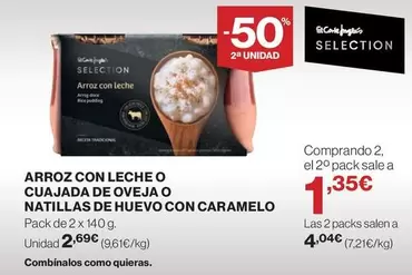 El Corte Inglés - Arroz Con Leche O Cuajada De Oveja O Natillas De Huevo Con Caramelo