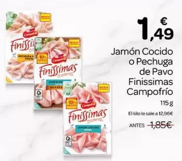 Campofrío - Jamon Cocido O Pechuga De Pavo Finissimas