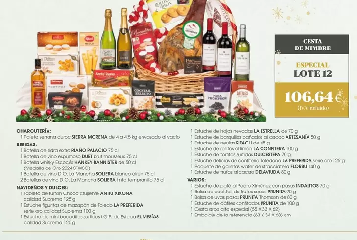 Lote 12 : Bebidas, Charcuteria, Navidenos Y Dulces,  Varios