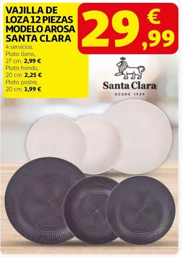 santa clara - Vajilla De Loza 12 Piezas Modelo Arosa