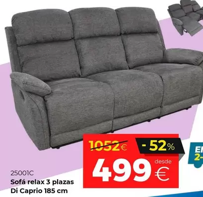 Sofa Relax 3 Plazas Di Caprio 185 Cm