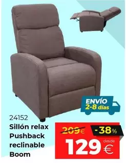 Sillón Relax Pushback Reclinable Boom