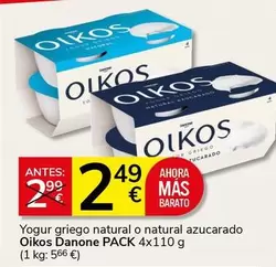 Danone - Yogur Griego Natural O Natural Azucarado Oikos
