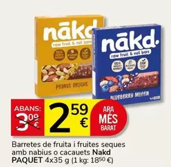 Nakd - Barretes De Fruita I Fruites Seques Amb Nabius O Cacauets