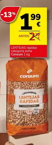 Consum - Lentejas Rapidas Calegoria Extra