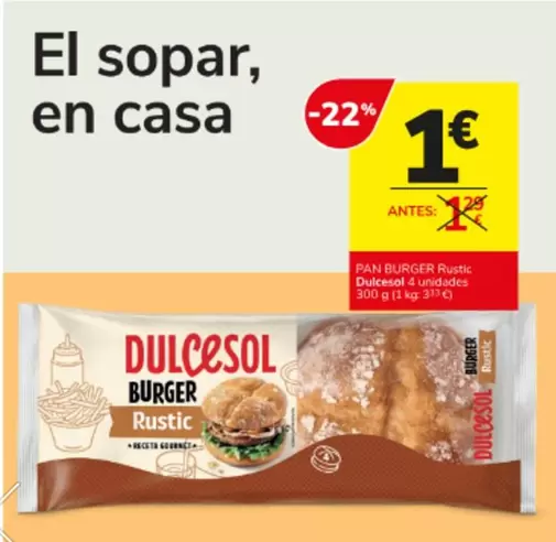 Dulcesol - Pan Burger Rustic
