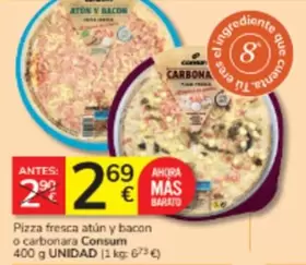 Consum - Pizza Fresca Atún Y Bacon O Carbonara