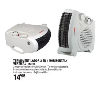 Termoventilador 2 En 1 Horizontal/Vertical