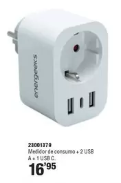 Energeeks - Medidor De Consumo + 2 UsbA + 1 USB C