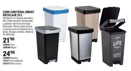 Cubo Con Pedal Smart Reciclaje 25 L