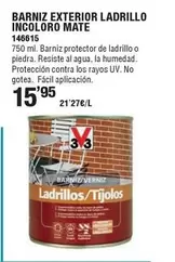 3V3 - Barniz Exterior Ladrillo Incoloro Mate