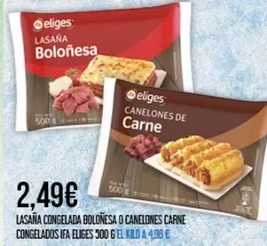 Ifa Eliges - Lasaña Congelada Boloñesa O Canelones Carne Congelados