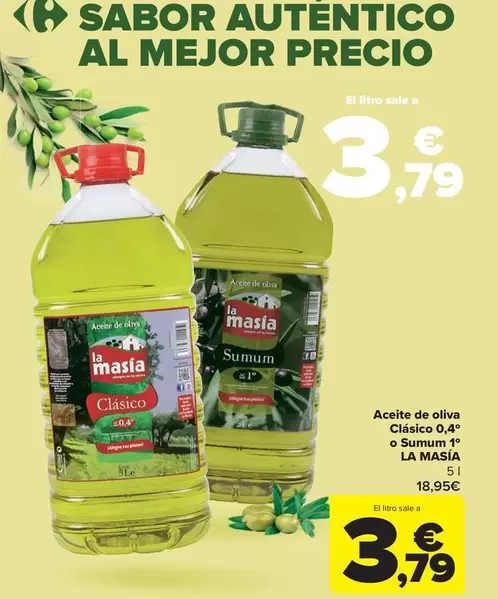 La Masía - Aceite De Oliva Clásico 0,4º O Sumum 1º 
