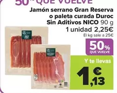 Nico - Jamón Serrano Gran Reserva O Paleta Curada Duroc Sin Aditivos