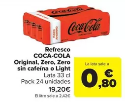 Coca-Cola - Refresco Original, Zero, Zero Sin Cafeína O Light