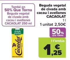 Cacaolat - Bebida Vegetal De Avena Con Cacao Y Avellanas
