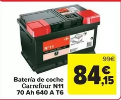 Carrefour - Batería De Coche N11 70 Ah 640 A T6